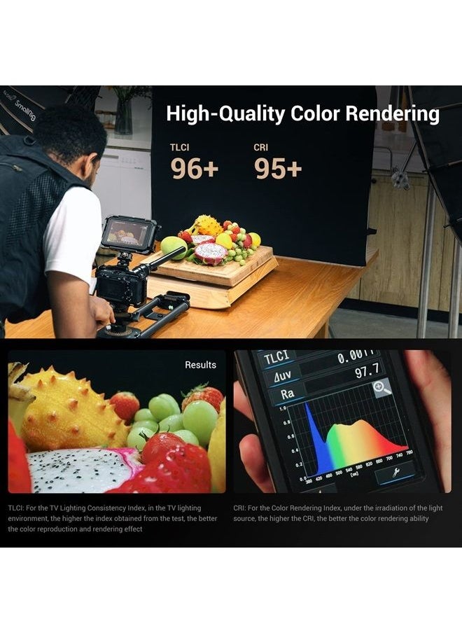 SmallRig RC 220B 220W Bi-Color LED Video Light 2700K-6500K 84500 Lux@3.3ft Continuous Lighting CRI 95+ TLCI 96+ w/Bowens Mount, Manual and App Control Remotely Professional Studio Spotlight-3473