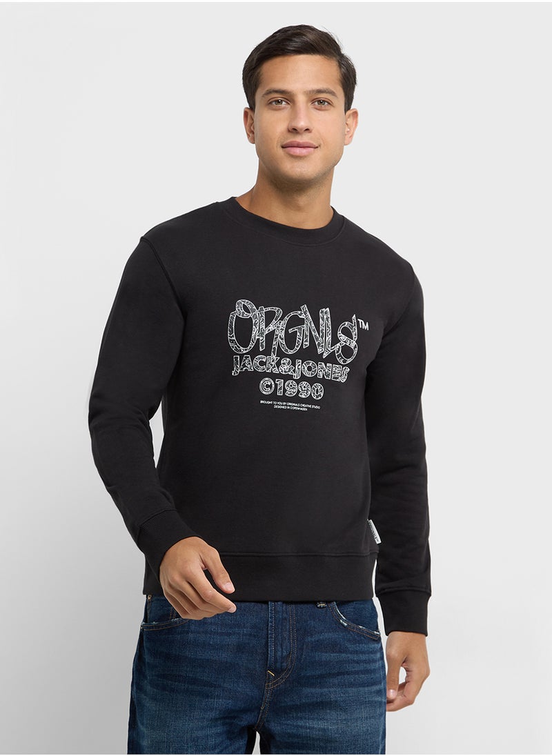 Jorbushwick Logo Print  Crew Neck Sweatshirts