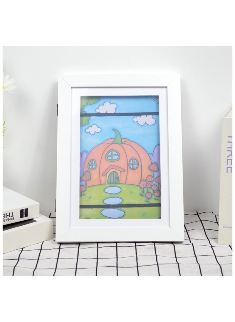 Children's painting graffiti clamshell picture frame works storage frame frame Storage frame picture frame awardWooden picture frame