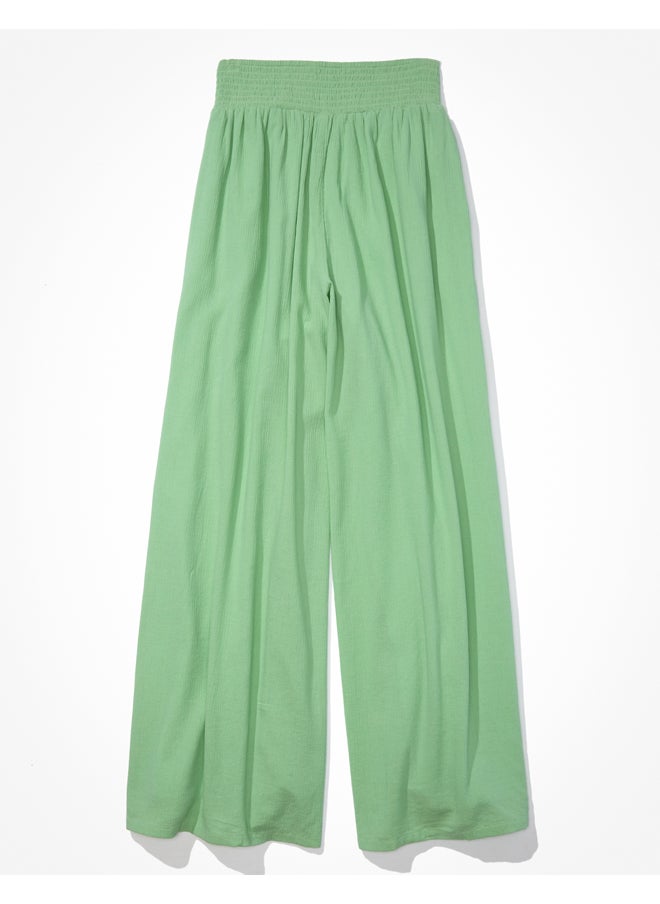 AE Super High-Waisted Smocked Wide-Leg Pant