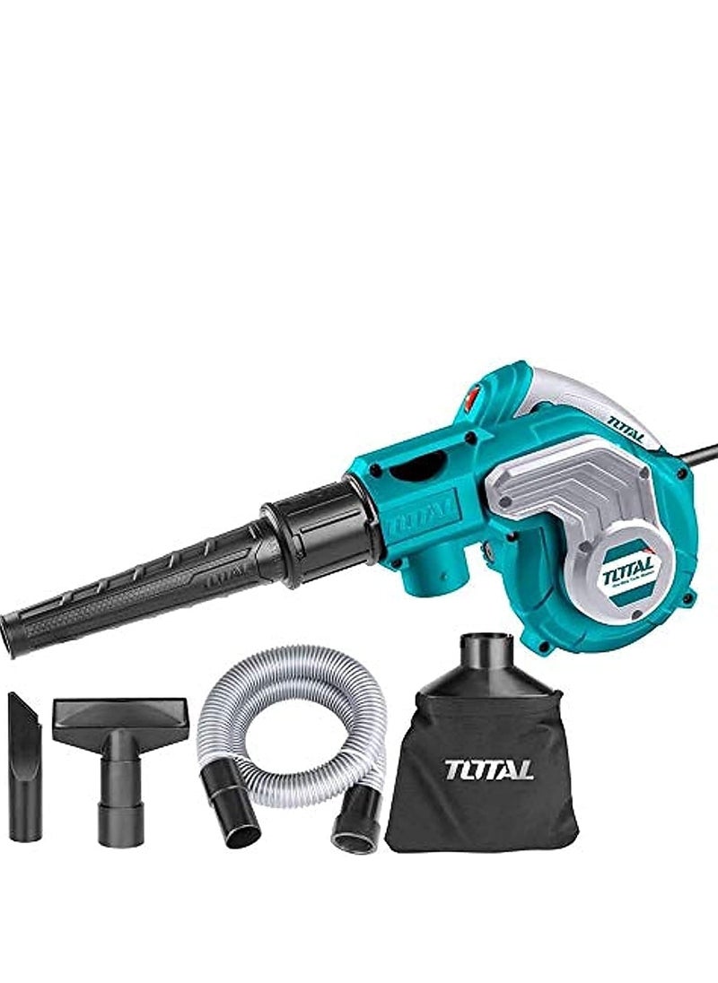 Total 800W Aspirator Electric Leaf Blower - Variable Speed Control, 0-15000 RPM, Includes Dust Bag & Flexible Tube Ideal for Gardens, DIY Projects & Powerful Cleaning