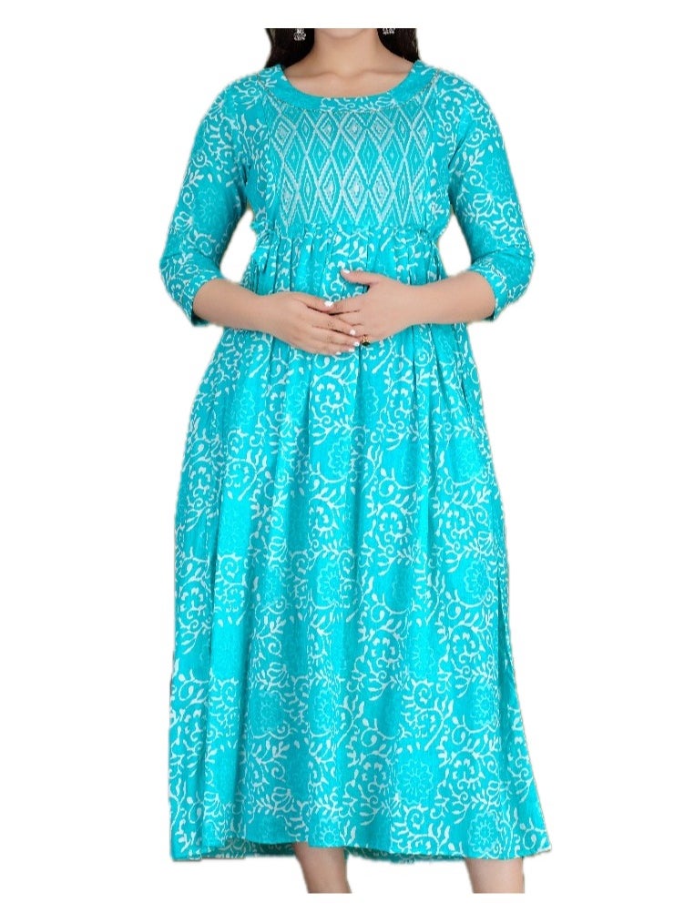 Zebees Cotton Maternity & Feeding Dress, Comfortable and Stylish
