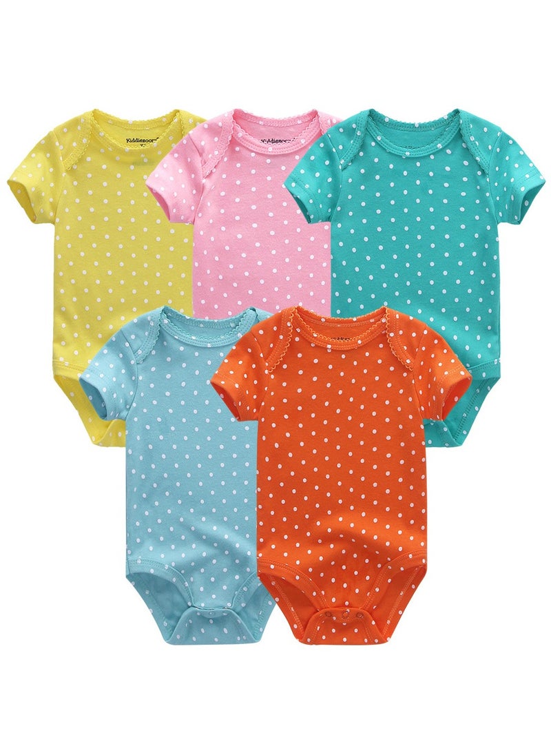 Five-Piece Cotton Baby Bodysuit Short Seeves