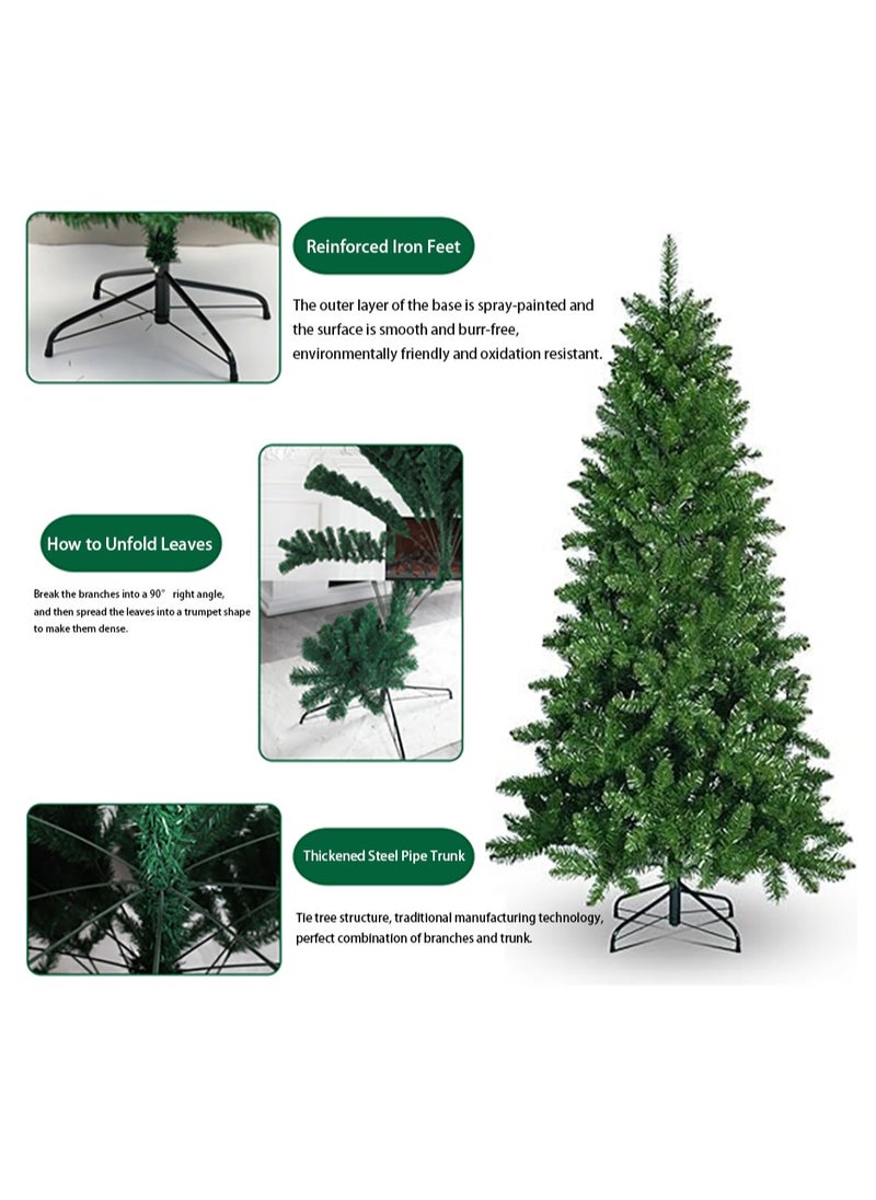 Artificial Tree Holiday Tree Flocked Artificial Tree Spruce Whole Tree with PVC Branch Tips & Metal Stand Suitable for Home Office Party New Year Decoration (C)