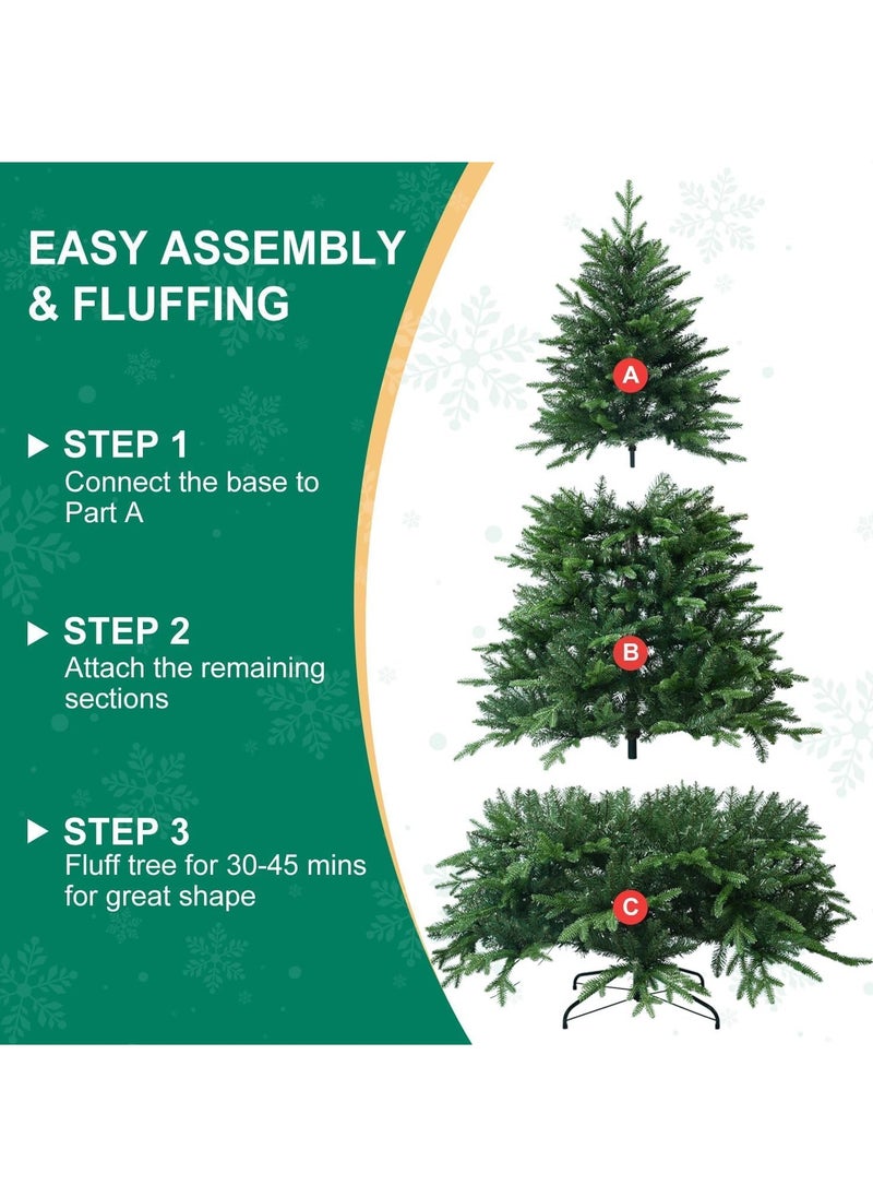 Artificial Tree Holiday Tree Flocked Artificial Tree Spruce Whole Tree with PVC Branch Tips & Metal Stand Suitable for Home Office Party New Year Decoration (C)