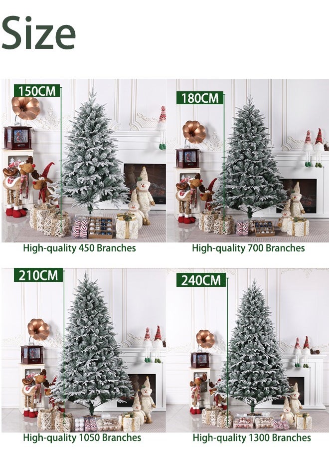 White Christmas Tree Snow Flocked Spruce Snowy Holiday Xmas Tree for Home Easy Assembly Metal Stand (D)