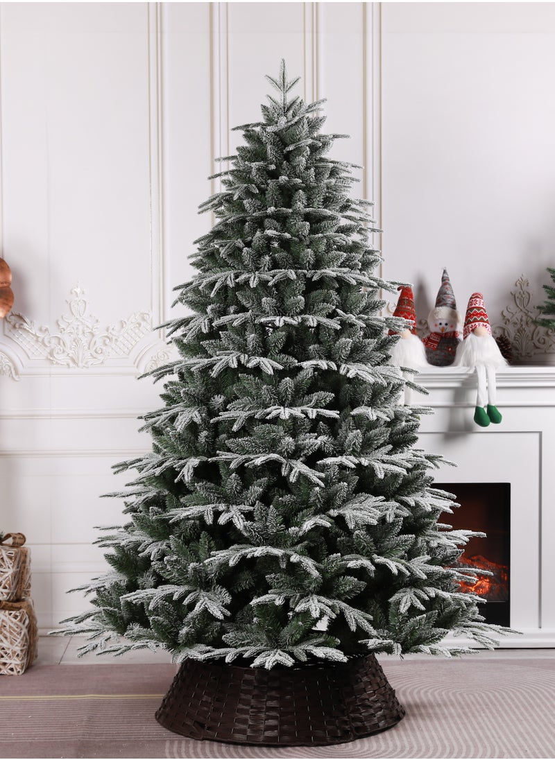 White Christmas Tree Snow Flocked Spruce Snowy Holiday Xmas Tree for Home Easy Assembly Metal Stand (D)