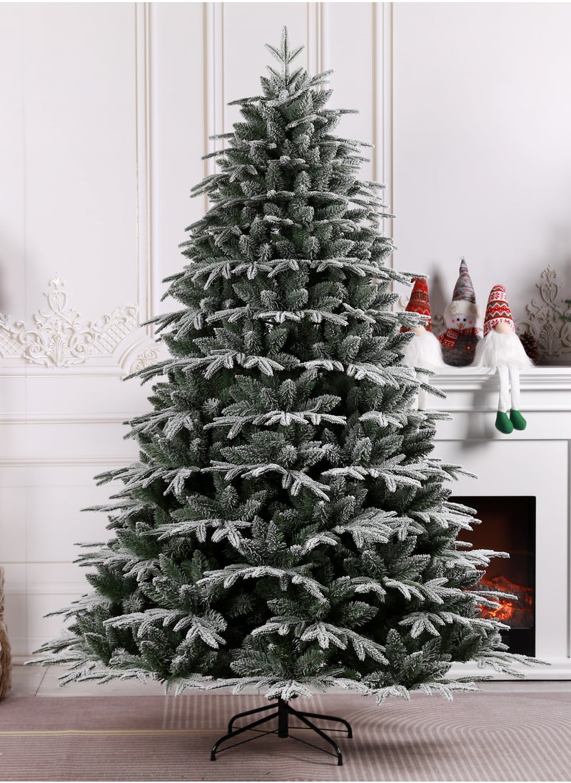 White Christmas Tree Snow Flocked Spruce Snowy Holiday Xmas Tree for Home Easy Assembly Metal Stand (D)