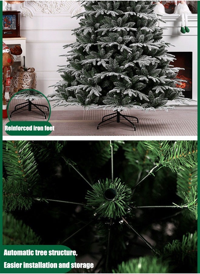 White Christmas Tree Snow Flocked Spruce Snowy Holiday Xmas Tree for Home Easy Assembly Metal Stand (D)