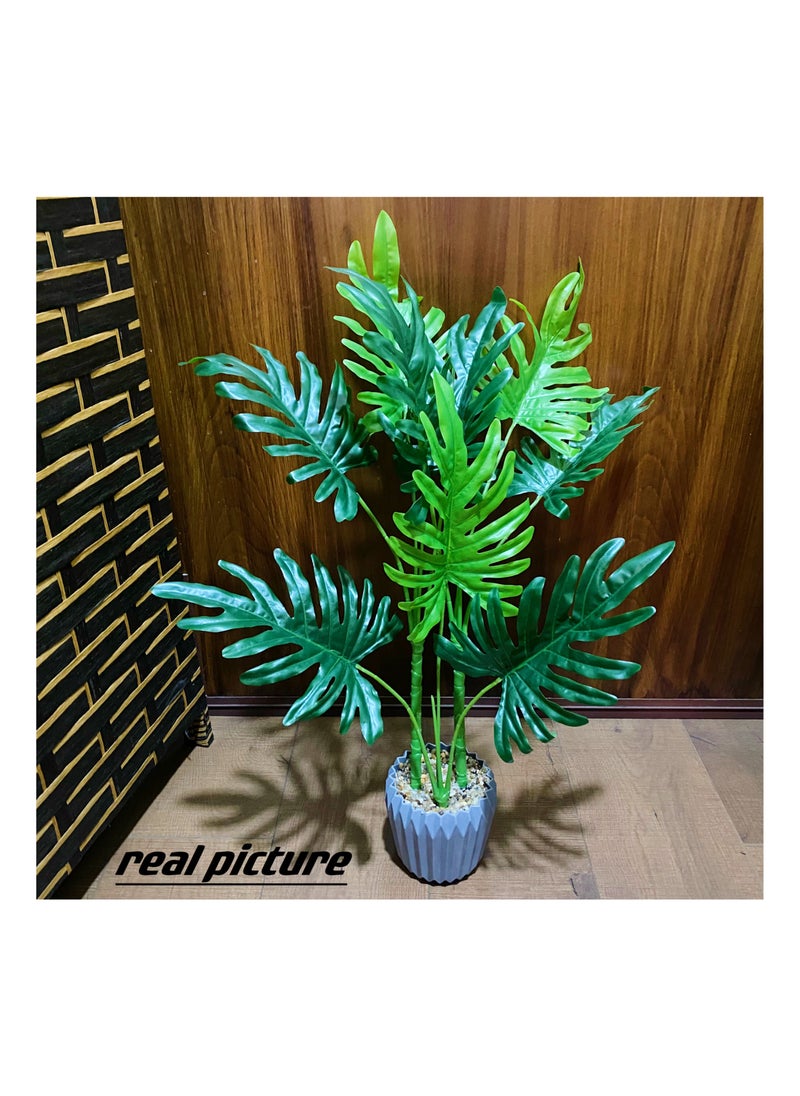 Artificial Plant Rainbow Leaves 70cm Home Decoration Indoor and Outdoor Artificial Large Plant Bonsai Suitable for Modern Office, Living Room, Home Decoration Gifts (with Flower Pots) (Large)