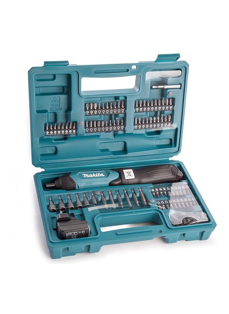 Makita In-Line Cordless Screwdriver, DF001DW With Accessory Set (81 Pc.)