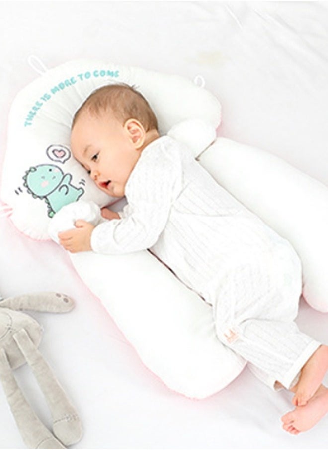 Baby Soothing Shaping Pillow To Prevent Head Tilt And Correct Sleeping Artifact (Cloud Pillow Blue Dinosaur+ Drawstring + Soothing Column)