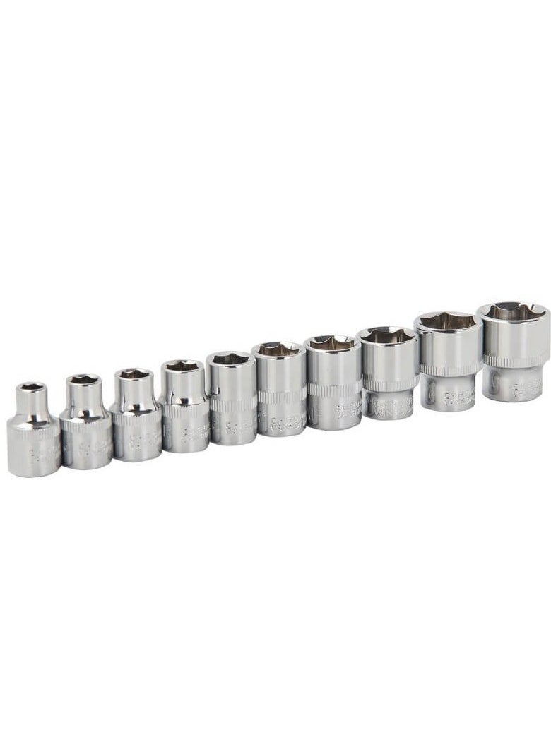 Hexagon Socket and Ratchet Set 3/8-Inch 12-Pc, Chrome Vanadium, Ideal, fit for Hex-Shaped Fastener Heads, For Mechanical and Automotive Work, Fixing Bicycles, Tightening or Loosening Bolts.