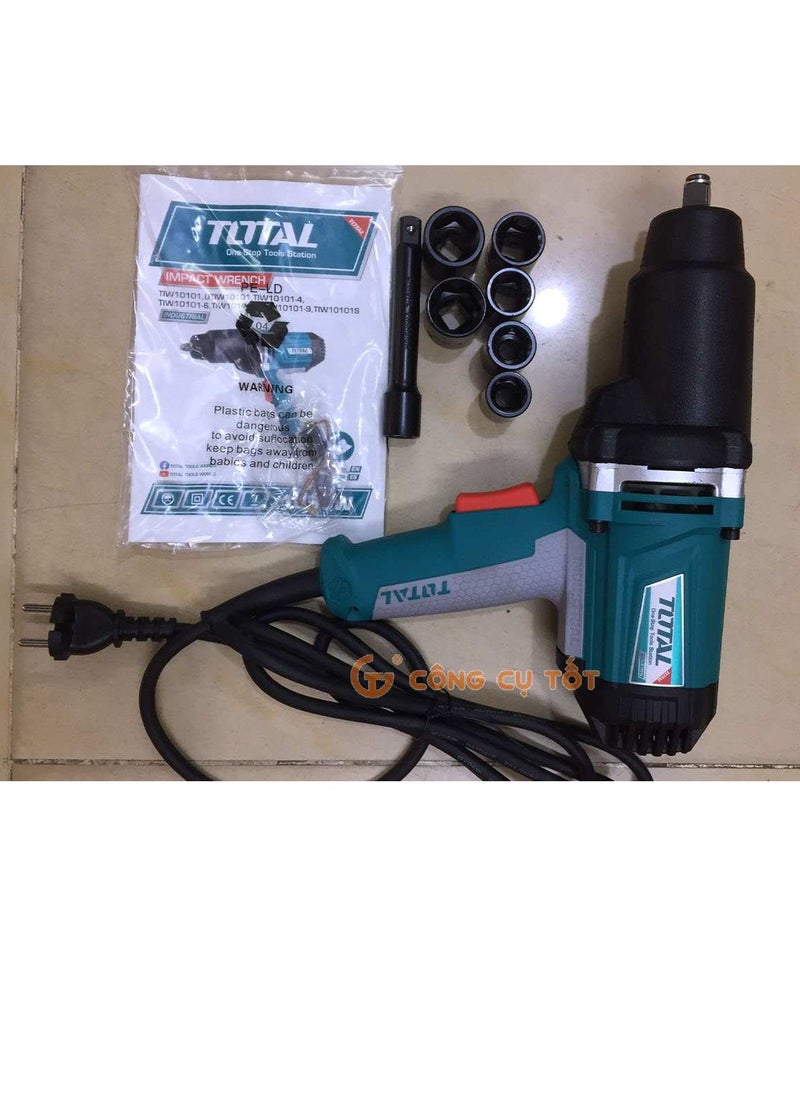 Total Electric Impact Wrench TIW10101 Twin Hammer, Lightweight, Heavy Duty Impact Gun - 1050W 1/2” Drive Tool with 550NM Torque & 6 Sockets for Auto Repair, Changing Tires and Automobile