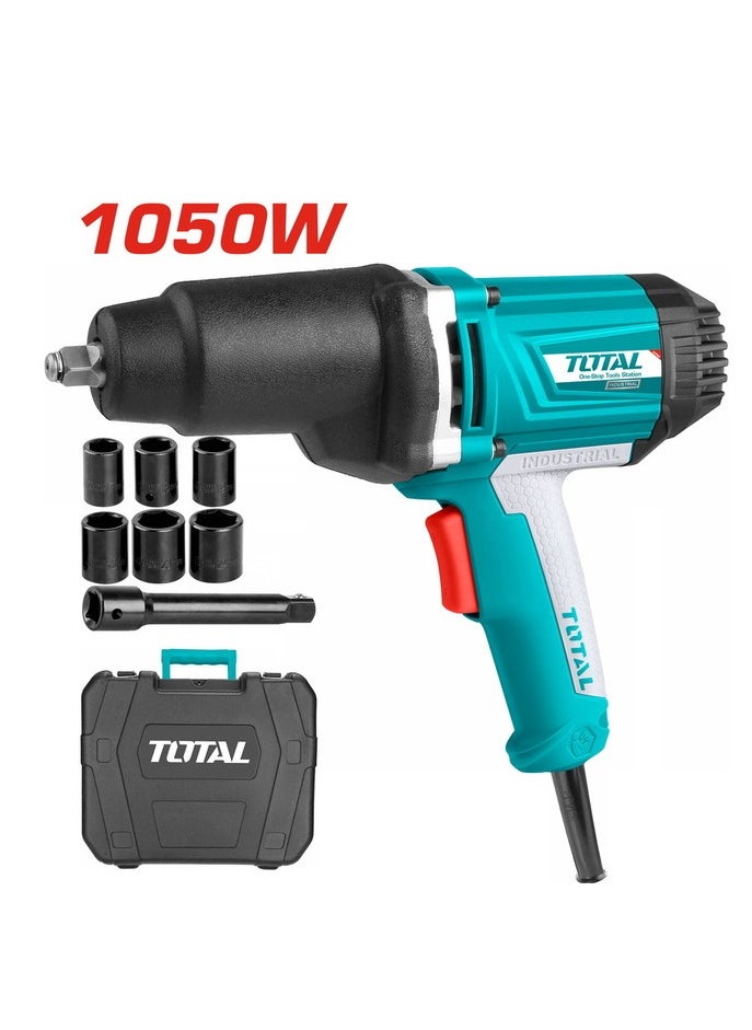 Total Electric Impact Wrench TIW10101 Twin Hammer, Lightweight, Heavy Duty Impact Gun - 1050W 1/2” Drive Tool with 550NM Torque & 6 Sockets for Auto Repair, Changing Tires and Automobile