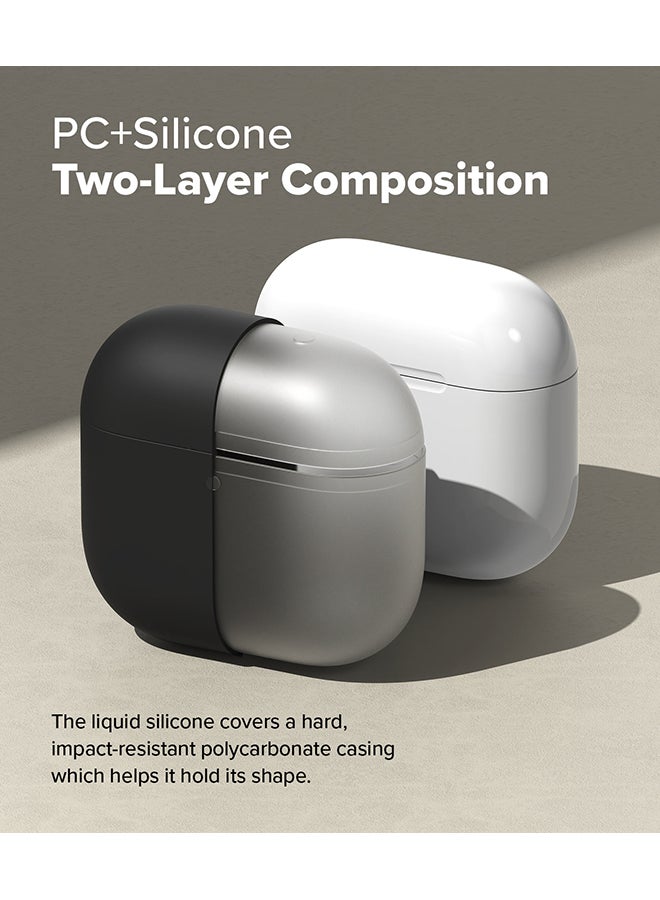 Silicone Cover For AirPods 4 Case, Soft Liquid Silicone Anti-Scratch Shockproof Oil Smudge Proof Protective Cover With Keychain Carabiner - Black