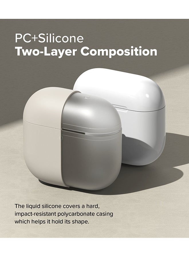 Silicone Cover For AirPods 4 Case, Soft Liquid Silicone Anti-Scratch Shockproof Oil Smudge Proof Protective Cover with Keychain Carabiner - Stone