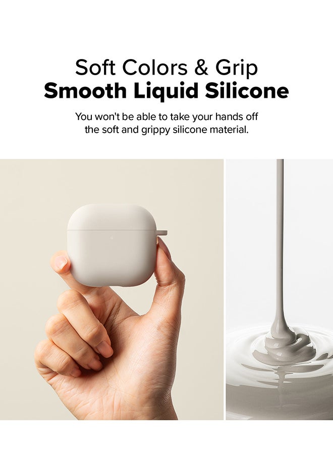 Silicone Cover For AirPods 4 Case, Soft Liquid Silicone Anti-Scratch Shockproof Oil Smudge Proof Protective Cover with Keychain Carabiner - Stone