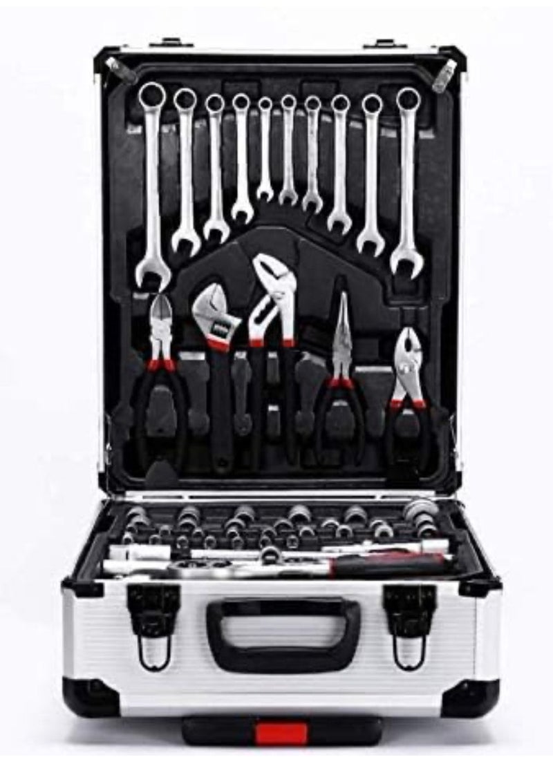 187 Pieces Hand Tool Set with Trolley Bag Professional Automobile Tools for Repairs and Workshops Handymen Mechanics Construction Workers and Home Use Socket Spanner Ratchet Torque Wrench Tools Kit