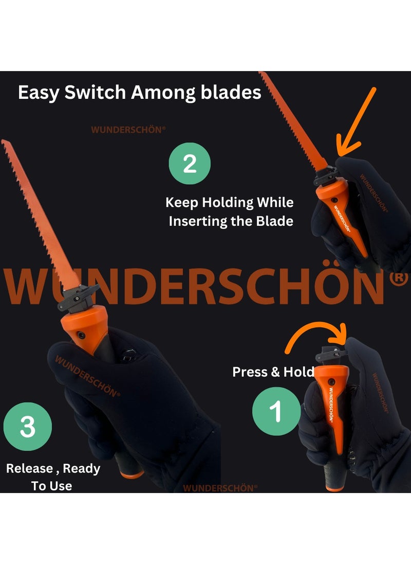 8 IN 1 Handsaw, Non-slip Hand Grip With Interchangeable Blades For Metal -Stainless Steel -Wood -Plastic- PVC