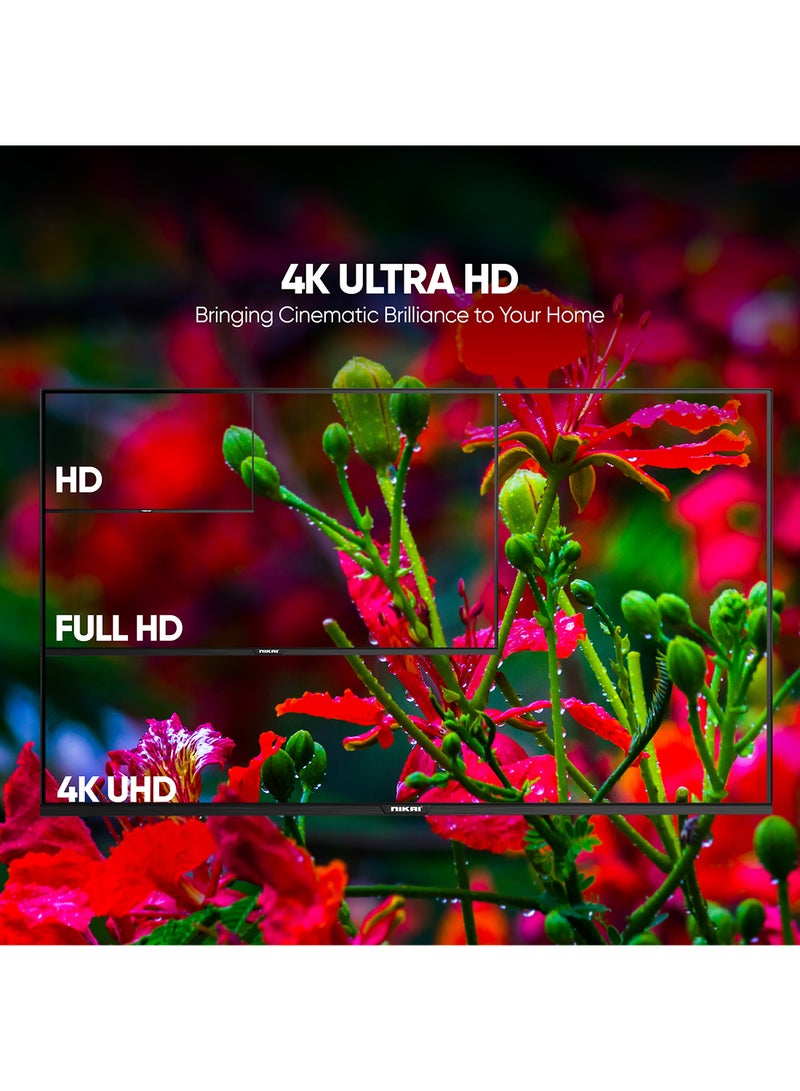 50 Inch 4K UHD Smart LED TV, Ultra Slim Frame, Android OS, Built-in Wi-Fi, Quad Core Processor, 1.5GB RAM, 8GB Storage, 60Hz Refresh Rate, 16W Speakers 50NK4KSLED Black