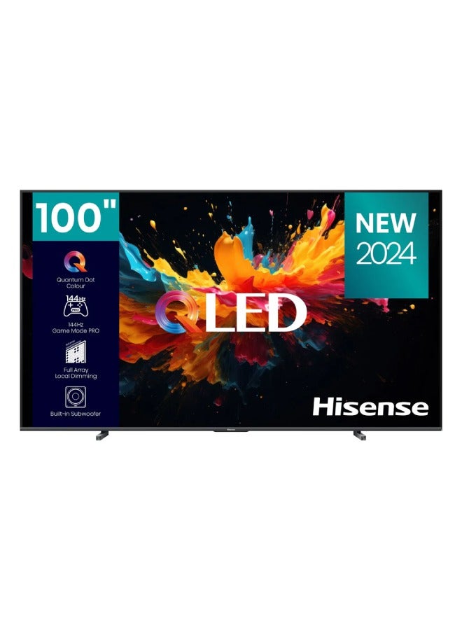 100 inch,4K,UHD,Full Array Local Dimming,Smart TV, QLED,Total HDR solution, AI Sport Mode,Smooth motion,DTS,144Hz Game Mode Pro,Game bar, Voice control,DolbyVision IQ,Game in Dolby,DolbyAtmos,Airplay,Filmmaker Mode,120 High Refresh Rate, Built in Subwoofer 100Q7N Plastic/Black