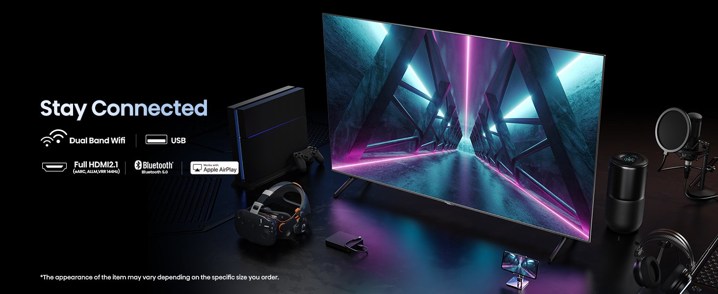 100 inch,4K,UHD,Full Array Local Dimming,Smart TV, QLED,Total HDR solution, AI Sport Mode,Smooth motion,DTS,144Hz Game Mode Pro,Game bar, Voice control,DolbyVision IQ,Game in Dolby,DolbyAtmos,Airplay,Filmmaker Mode,120 High Refresh Rate, Built in Subwoofer 100Q7N Plastic/Black