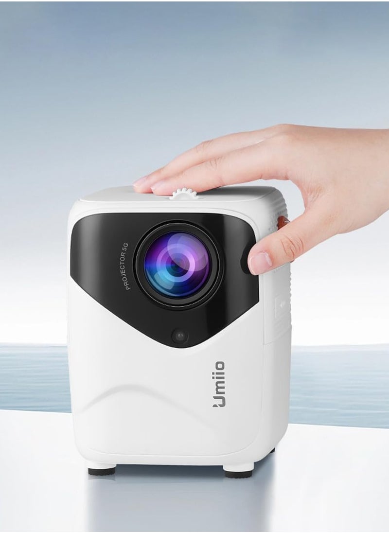 Q1 Portable Video Projector – 1080P Android Projector with WiFi, Bluetooth, and Tripod (White)