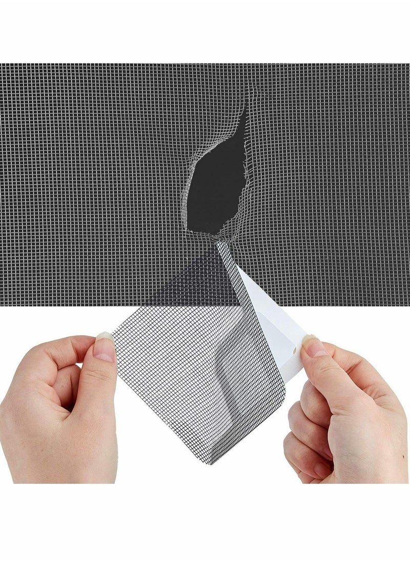 50 PCS Door and Window Screen Repair Kit Mesh Screen Repair Patch Self-Adhesive Replacement Screen Patches for Repair Holes Tearing Self-Adhesive Window Mosquito Net Patches