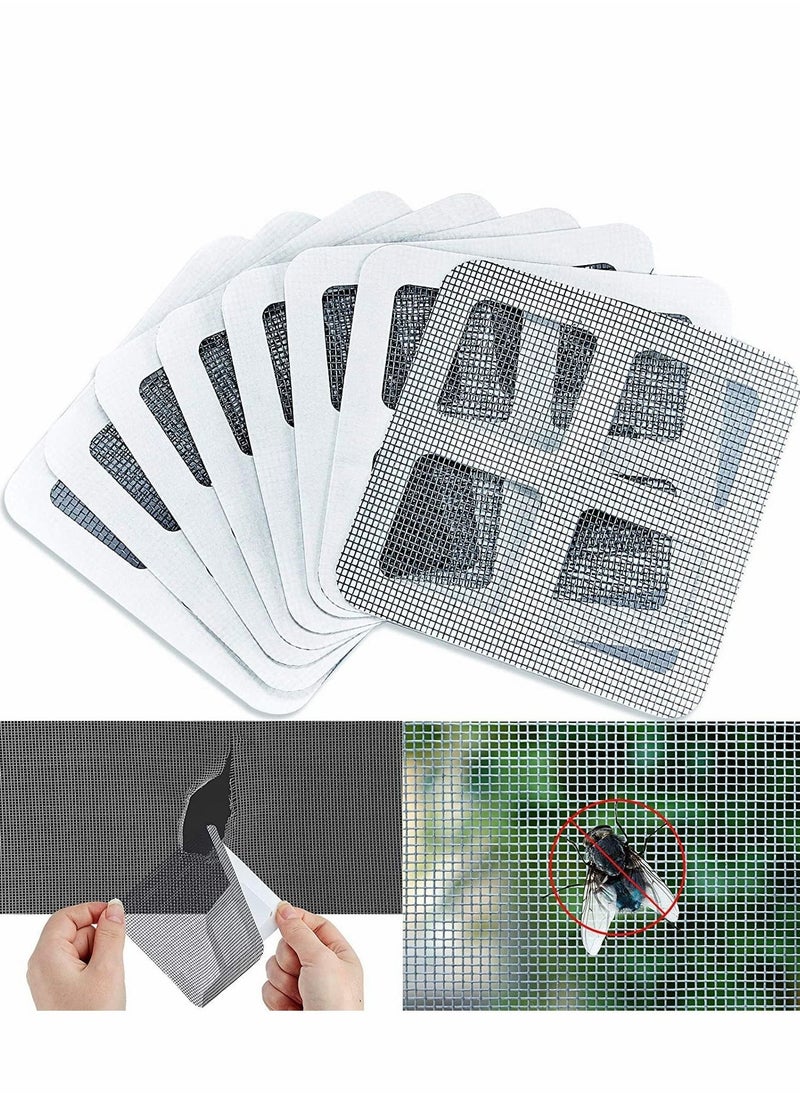 50 PCS Door and Window Screen Repair Kit Mesh Screen Repair Patch Self-Adhesive Replacement Screen Patches for Repair Holes Tearing Self-Adhesive Window Mosquito Net Patches