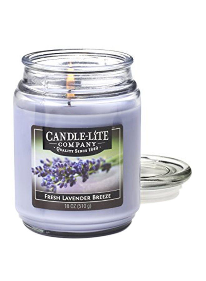 Candle-Lite Everyday Scented Fresh Lavander Breeze Single Wick 18oz Large Glass Jar Candle, Fresh Aromatic Fragrance Multicolour 3.89X5.8X3.89 inch