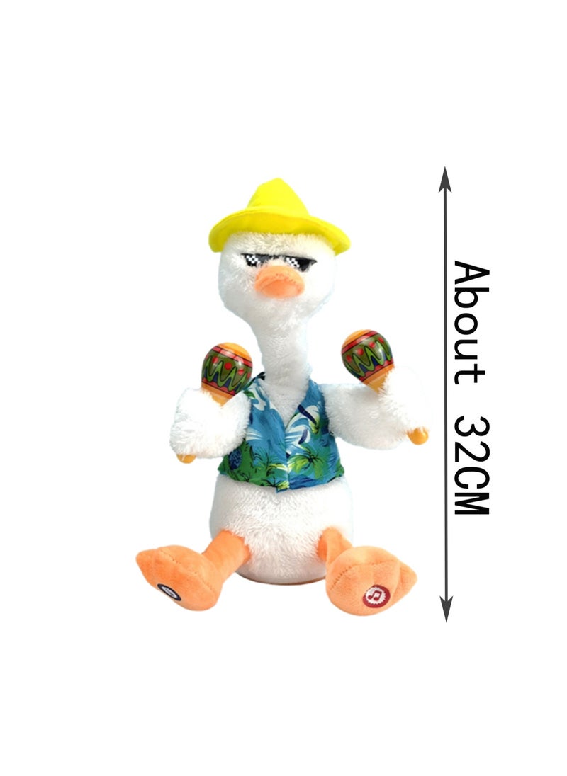 White Sand Hammer Duck Vest Electronic Pet Plush Toy Can Sing And Talk, Suitable For Children And Babies Interactive Toys