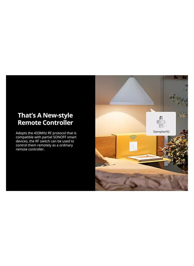 Smart Wall Switch T2EU2C-RF 433MHz Wireless Stick-on 2 Gang 433MHz RF Frequency White