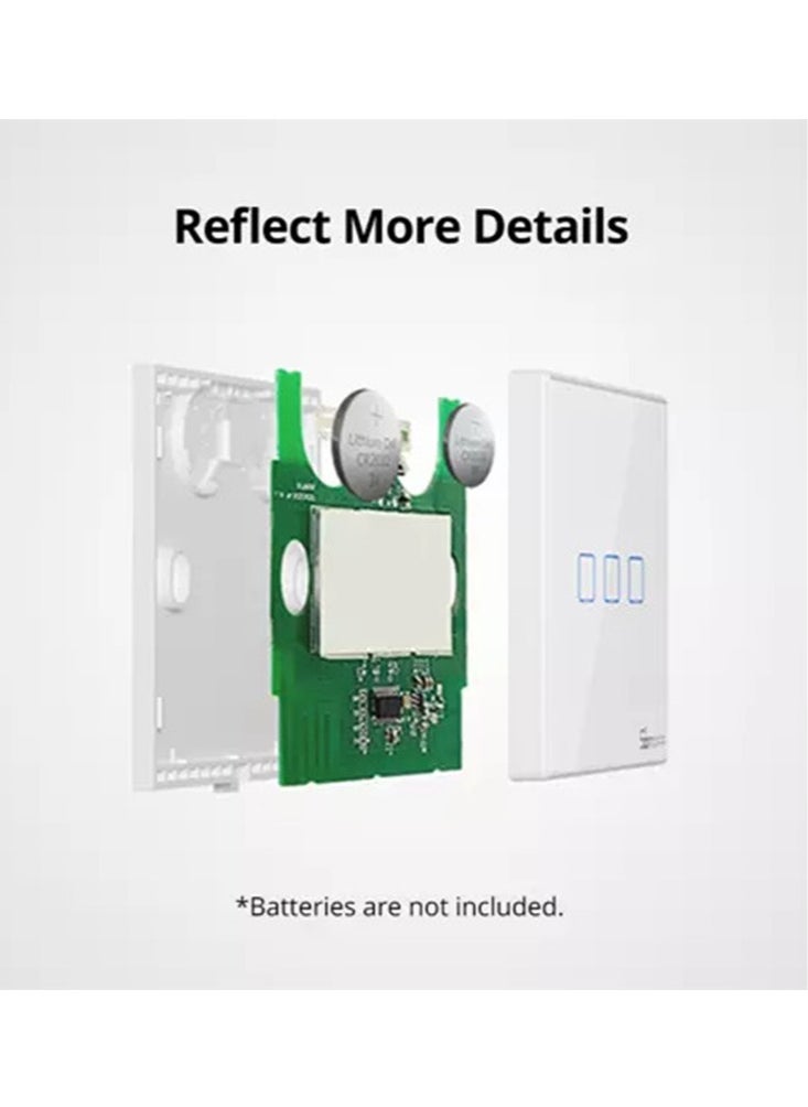 Smart Wall Switch T2EU2C-RF 433MHz Wireless Stick-on 2 Gang 433MHz RF Frequency White