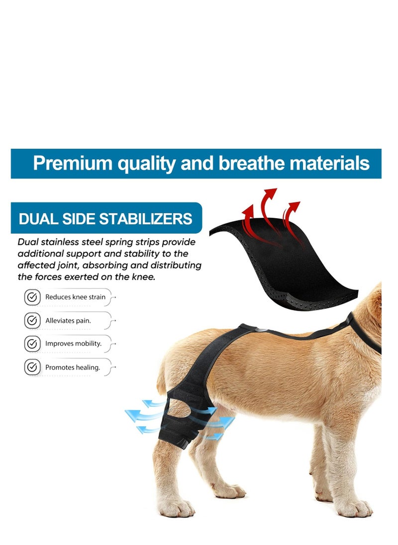 Dog Knee Brace, Dog ACL Brace Hind Leg Hip Rear Legs Support Brace for Torn ACL Hind Leg, Adjustable Dog Brace, Reduces Pain and Inflammation with Side Stabilizers Dog Leg Brace (Large)