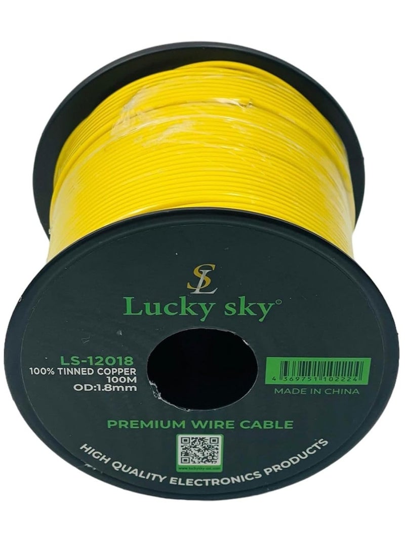 Lucky Sky 20awg Wire Flexible Silicone Tinned Copper Wires Silicone Rubber Insulated 7 Black Red Yellow Green Blue White GRAY 100M 328ft OD:-1.8mm 300V Stranded Hook up Wire (YELLOW)