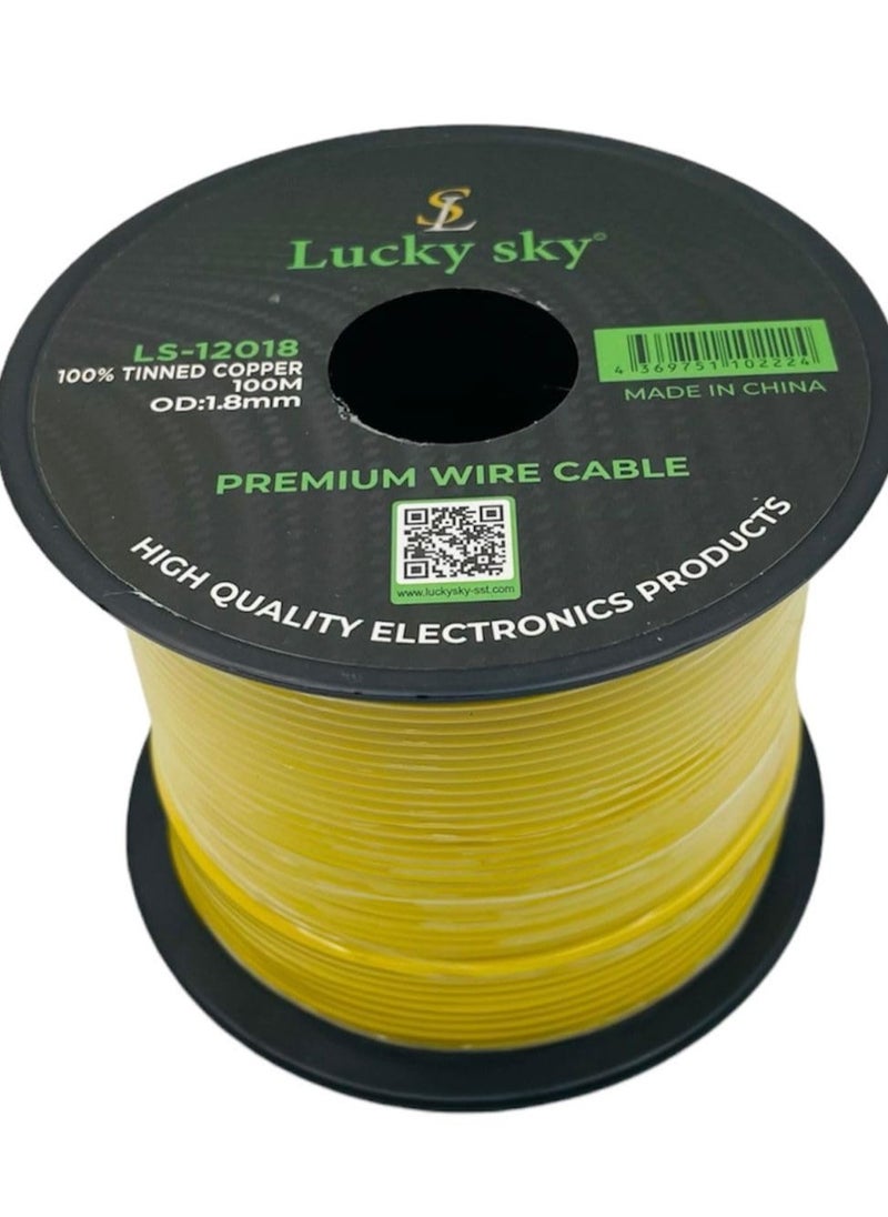 Lucky Sky 20awg Wire Flexible Silicone Tinned Copper Wires Silicone Rubber Insulated 7 Black Red Yellow Green Blue White GRAY 100M 328ft OD:-1.8mm 300V Stranded Hook up Wire (YELLOW)