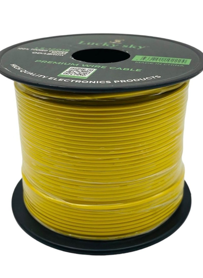 Lucky Sky 20awg Wire Flexible Silicone Tinned Copper Wires Silicone Rubber Insulated 7 Black Red Yellow Green Blue White GRAY 100M 328ft OD:-1.8mm 300V Stranded Hook up Wire (YELLOW)
