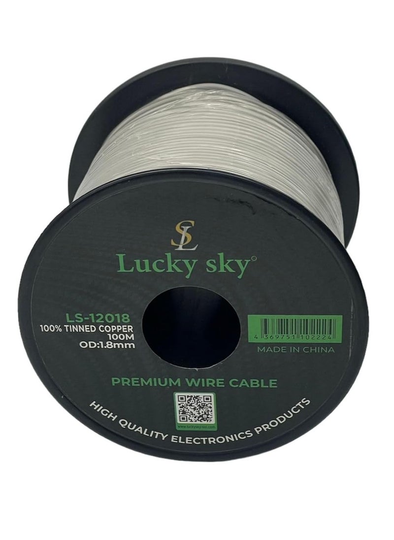 Lucky Sky 20awg Wire Flexible Silicone Tinned Copper Wires Silicone Rubber Insulated 7 Black Red Yellow Green Blue White GRAY 100M 328ft OD:-1.8mm 300V Stranded Hook up Wire (WHITE)