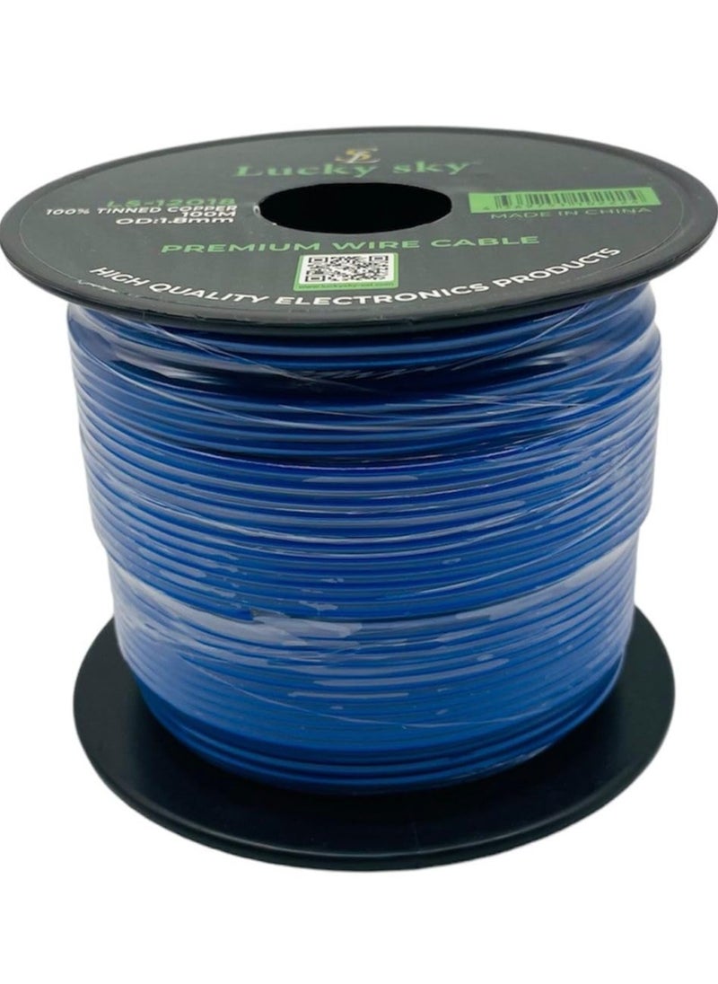 Lucky Sky 20awg Wire Flexible Silicone Tinned Copper Wires Silicone Rubber Insulated 7 Black Red Yellow Green Blue White GRAY 100M 328ft OD:-1.8mm 300V Stranded Hook up Wire (BLUE)