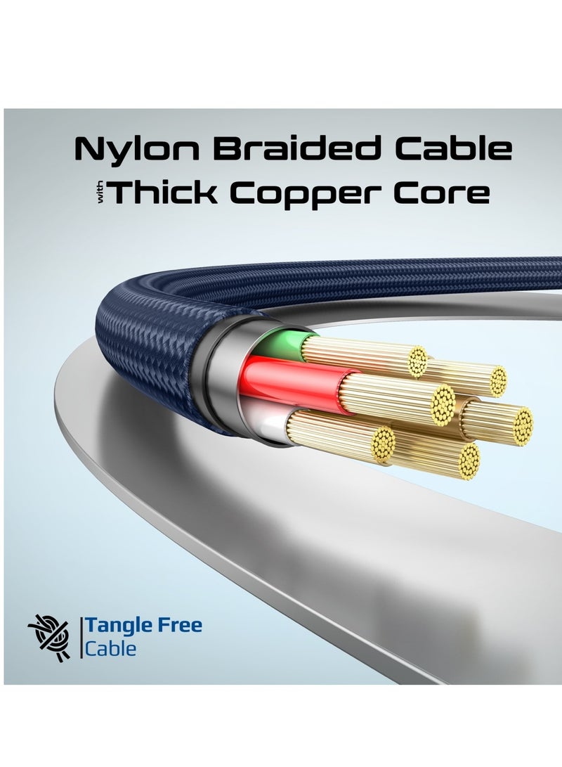 USB-C to USB-C Premium Magnetic Self-Organizing Cable with 60W Power Delivery and 120cm Durable Nylon Braided Sync and Charge Cable, Reversible Connectors, Thick Copper Core, Springy Blue