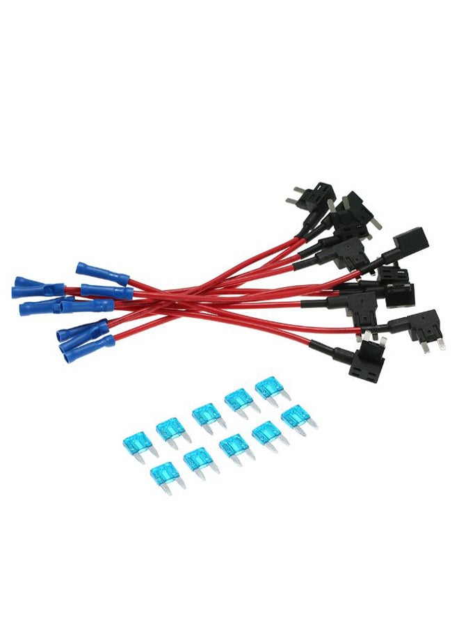 10-Piece Fuse TAP Adapter Set Black/Red/Blue