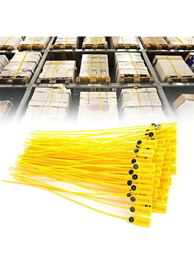 100pcs Cable Zip Ties Heavy Duty , Yellow Package Transportation Truck Plastic Security sealing 40cm Label Cable Ties with Number for Indoor and Outdoor , Premium Plastic Wire Ties