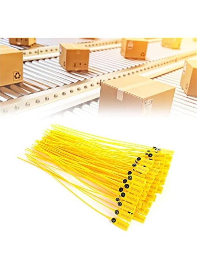 100pcs Cable Zip Ties Heavy Duty , Yellow Package Transportation Truck Plastic Security sealing 40cm Label Cable Ties with Number for Indoor and Outdoor , Premium Plastic Wire Ties