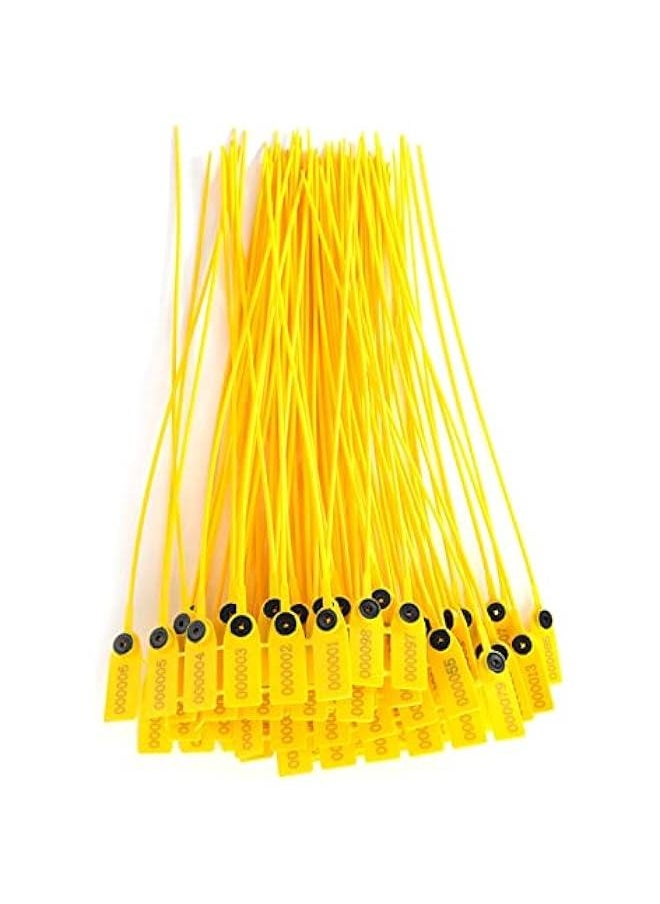 100pcs Cable Zip Ties Heavy Duty , Yellow Package Transportation Truck Plastic Security sealing 40cm Label Cable Ties with Number for Indoor and Outdoor , Premium Plastic Wire Ties