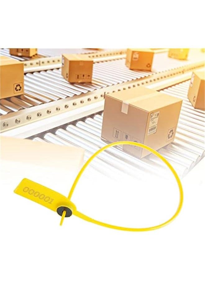 100pcs Cable Zip Ties Heavy Duty , Yellow Package Transportation Truck Plastic Security sealing 40cm Label Cable Ties with Number for Indoor and Outdoor , Premium Plastic Wire Ties