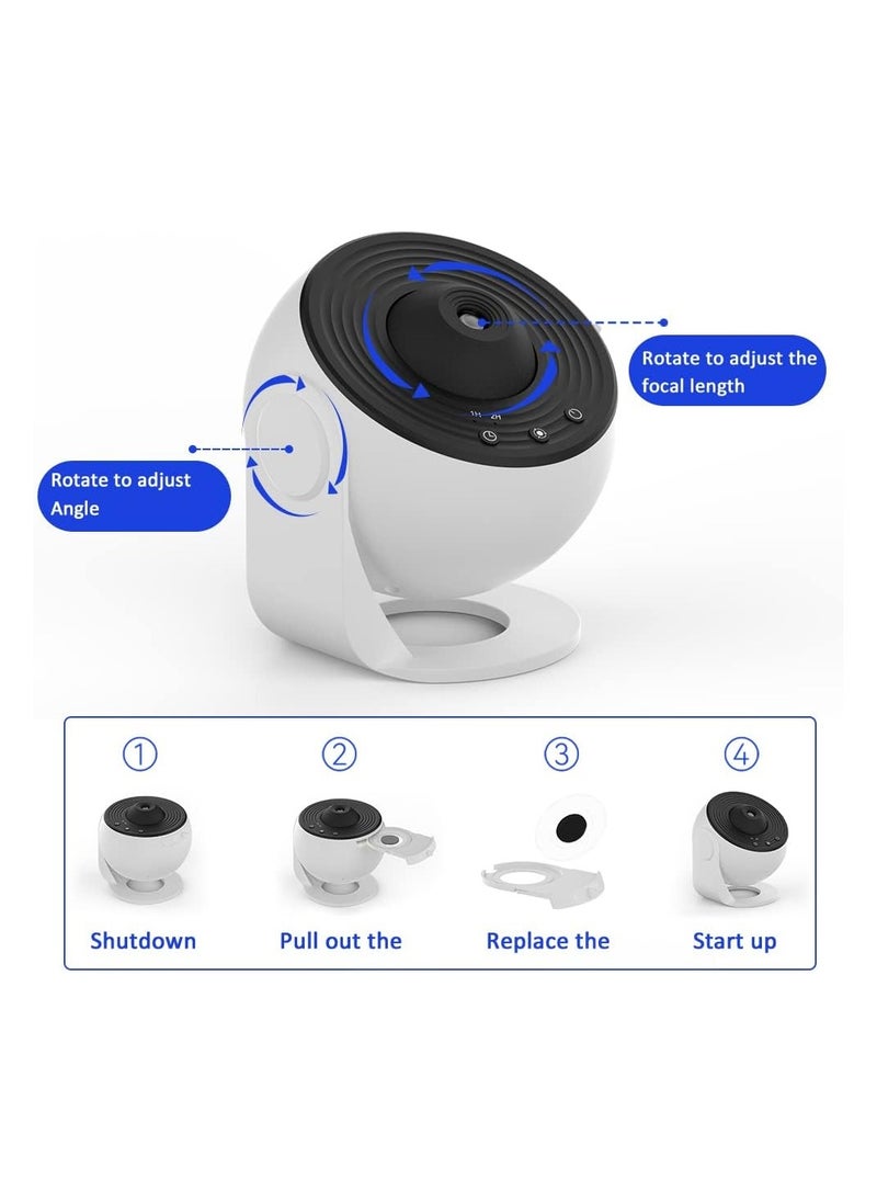 Star Projector,Planetarium Projector Galaxy for Bedroom,360 Degree Rotation Night Light with 4K Replaceable 12 Discs Large Projection Area Sky Kids Adults Gifts, White