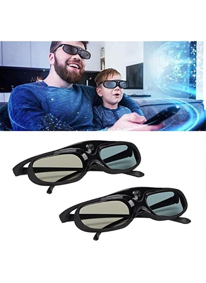 2Pcs DLP 3D Glasses, 144Hz Rechargeable 3D Active Shutter Glasses DLP Link LCD Lens 3D Glasses for 3D DLP Orojectors for Optoma, for BenQ, for Acer, for Vivitek, for Dell, for Viewsonic