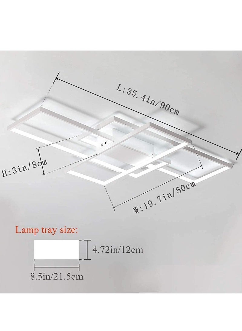 Dimmable Ceiling Light Modern LED Chandelier with Remote Control 50W 3 Layer Square Ceiling Lamp