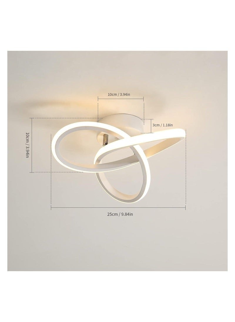 LED Ceiling Lights Modern 22W Spiral Design Modern Ceiling Lamp Switch Control 3 Color Adjustable Chandelier Ceiling Light Fixture for Corridor Bedroom Stair White